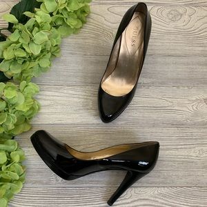 Guess Patent Black Platform Heels